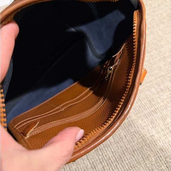 Vintage Dooney & Bourke Navy Pebbled Leather Satchel USA Made Classic Leather - Picture 9 of 16